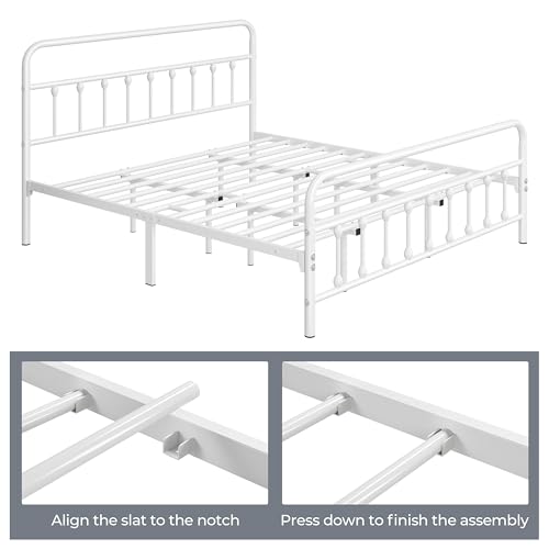 Yaheetech Classic Metal Platform Bed Frame with Victorian Headboard, Full Size Black T81083