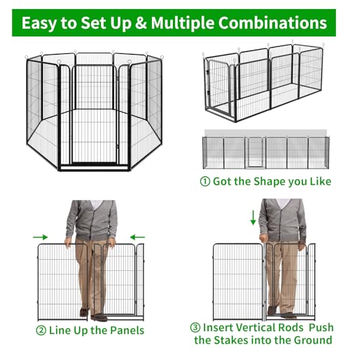 Dog Playpen Outdoor Extra Wide 12 Panels Heavy Duty 40" Height with Doors Portable G77703