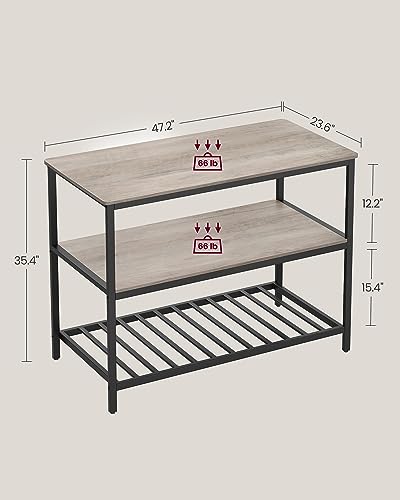 VASAGLE Kitchen Island with 3 Shelves, 47.2 Inches, Rustic Brown and Black W99569