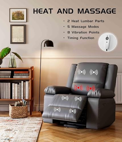 GarveeHome Power Lift Recliner Chair with Heat and Massage, Faux PU, for Elderly I162