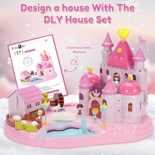 Dream Princess Castle Playset with Magnetic Toys, Light & Music for Kids Ages 6+ (Pink) D92441