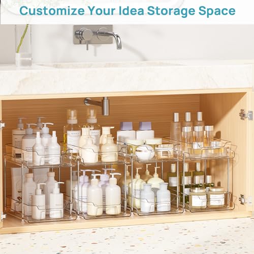 Vtopmart 4 Pack 2 Tier Clear Under Sink Organizer with Pull-Out Track E175