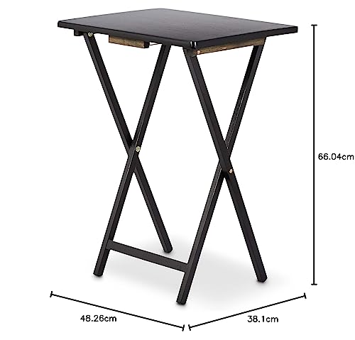 Amazon Basics Portable TV Dinner 4-Pack Folding Tray Table with Storage Rack, Black M404