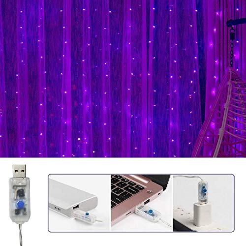 300 LED Curtain Christmas String Lights with Remote Control USB Power for Bedroom Home Decor K9828