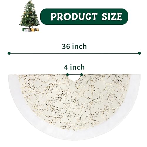 SYITCUN Christmas Tree Skirt, 48 Inch White and Gold Faux Fur F99847