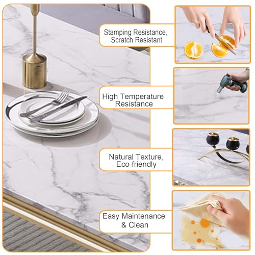 White Marble Dining Table Set for 6 with Grey Velvet Chairs K4531