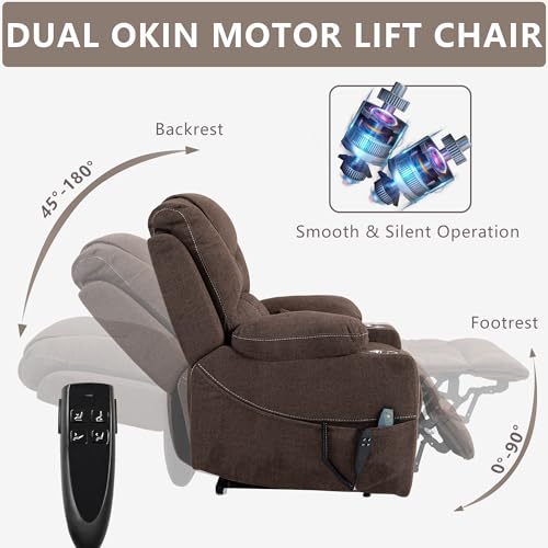 Power Lift Chair Recliner with Massage and Heat for Adults, Dual Motor H2507