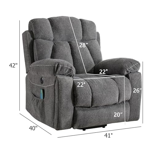 CANMOV Large Power Lift Recliner Chair with Massage and Heat for Elderly, Light Gray N3196