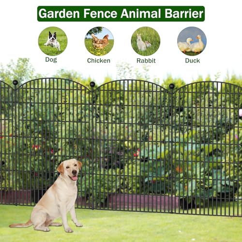 10 Panels No Dig Decorative Garden Fence, Rustproof Metal Dog Fence for Yard U518