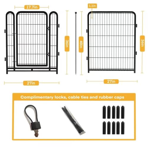 Tall Garden Fence 32in 8 Panels Metal Dog Pen Outdoor for Yard G496561