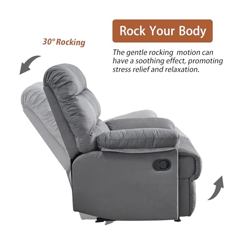 Rocker Recliner Chair for Adults, Upholstered Fabric, Gray Q751300