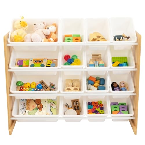 Humble Crew Supersized Toy Storage Organizer with 16 Removable Bins, Grey/White D772791