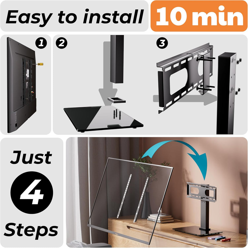 Swivel Universal TV Stand Base, Height Adjustable for 23-55 inch TVs, Black M27003