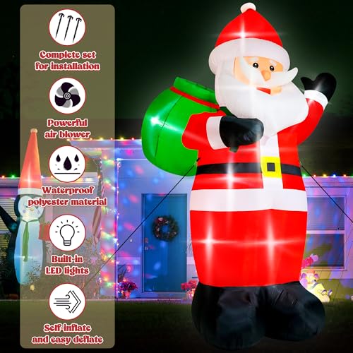 Giant Inflatable Santa Claus with LED Lights Outdoor Christmas Decorations W1618