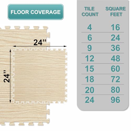 Sorbus Wood Grain EVA Interlocking Floor Mats with Borders J287