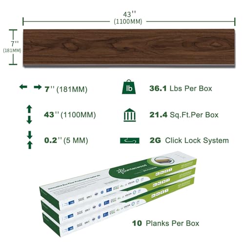 Interlocking Luxury Vinyl Flooring Wood-Look Planks SPC Rigid Core Waterproof Hickory Q852539