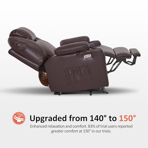 MCombo Power Lift Recliner Chair for Elderly with Heat and Massage, Faux Leather, Black V60394