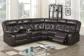 Amara 3 Piece Power Reclining Sectional with Console in Brown Leather Gel