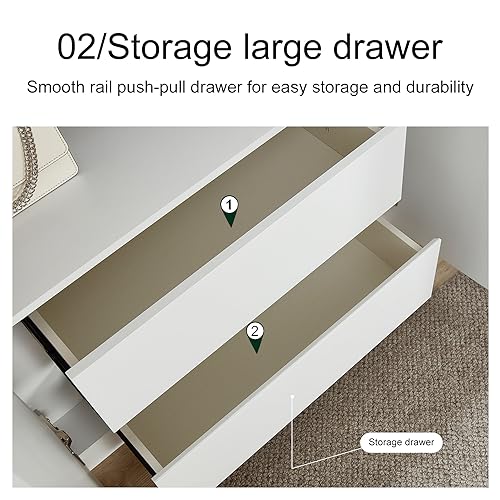 Wooden Armoire Wardrobe Closet Cabinet, 4 Door 2 Drawers, White, 63" L x 20.3" W x 72" H A546555