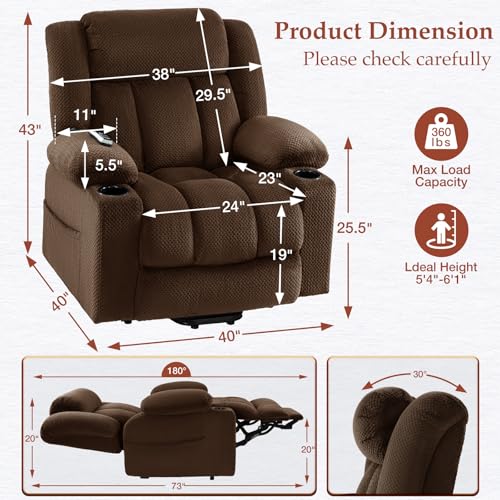 Power Lift Recliner Chair for Elderly with Heat and Massage, Grey R7895