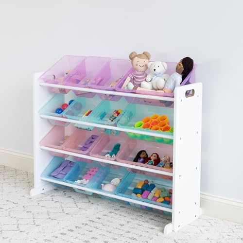 Humble Crew Supersized Toy Storage Organizer with 16 Removable Bins, Grey/White D772791