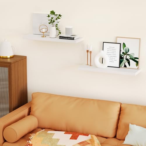 Nature Wood Floating Shelves for Wall, Set of 3, 16 Inch Wall Mounted A733019