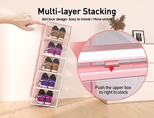 Kuject X-Large Clear Plastic Stackable Shoe Storage Boxes, 12 Pack, Blue Y142131