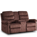 65.7" Manual Loveseat Recliner, Linen Fabric Home Theater Seating Recliner Chair with Storage Console, 2 Seater Reclining RV Sofa Chair for Living Room with Cup Holders (Grey-Linen)