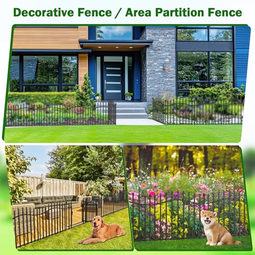 8 Panels Tall No Dig Garden Fence 40in H x 18ft L Rustproof Metal Barrier H7450