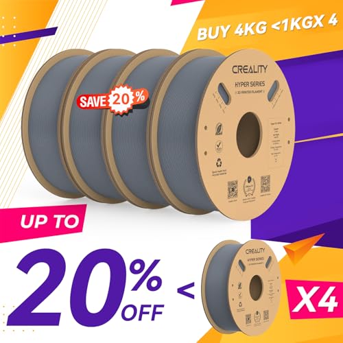 Creality Hyper PLA Filament 1.75mm High Speed 3D Printer Filament, 4 Pack 1kg Spool, Black & White K3786