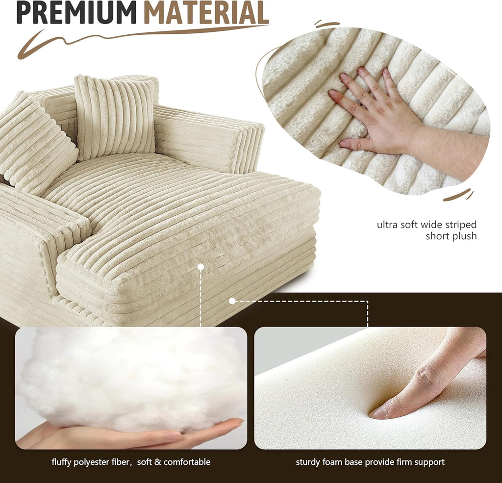 Oversized Chaise Lounge Sofa with 2 Throw Pillows S781613