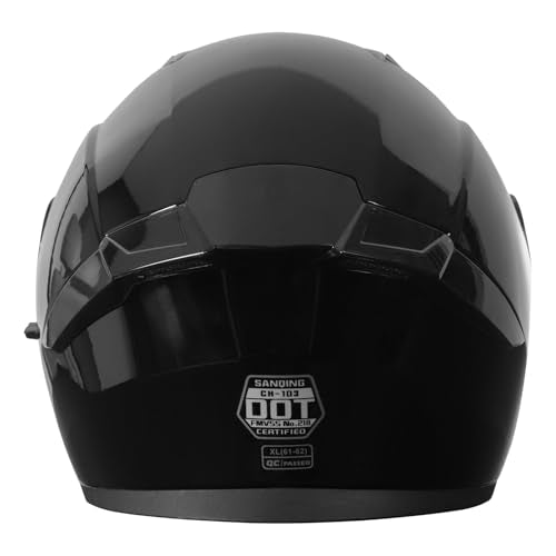 SPARK DOT Modular Flip-Up Dual Visor Motorcycle Helmet (Bright Black, Small) W8778