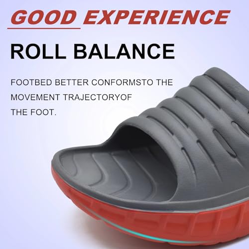 KuaiLu Men's Recovery Sandals Orthotic Cushion Open Toe Sport Slides D332788