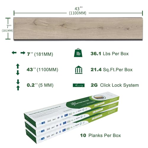 Interlocking Luxury Vinyl Flooring Wood-Look Planks SPC Rigid Core Waterproof Hickory Q852539