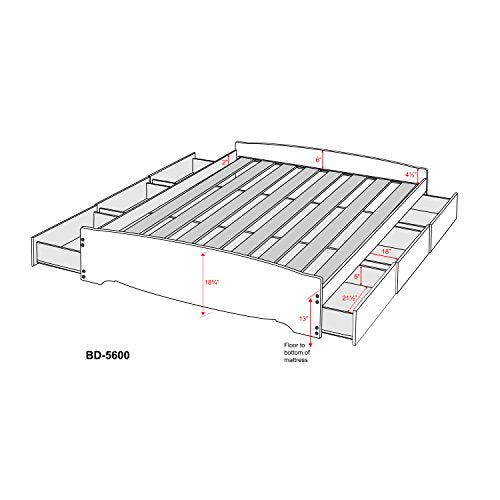 Prepac Mate's Full 6-Drawer Platform Storage Bed, White X374