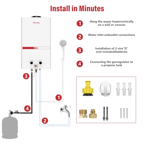 Propane Tankless Water Heater 10L Portable for Camping, RV Shower G99362