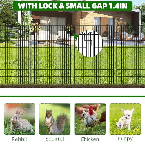10 Panels Garden Fencing Animal Barrier, 33in x 24ft Rustproof Dog Fence W482439