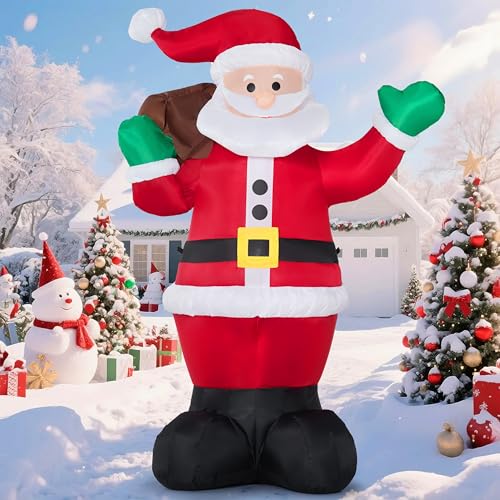 Joiedomi 6 FT Christmas Inflatable Santa with Gift Bag, LED Lights H570