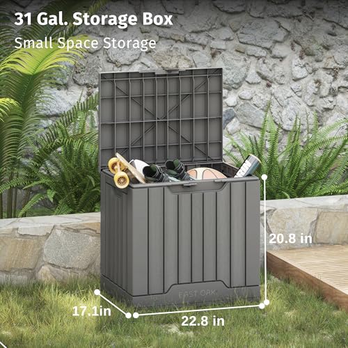 EAST OAK 60 Gallon Waterproof Outdoor Storage Box, Grey A4870