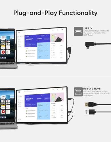 Laptop Screen Extender 14" FHD 1200P IPS Portable Monitor X6094