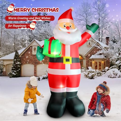 10 FT Inflatable Santa Claus with LED Lights for Outdoor Christmas Decor L40414