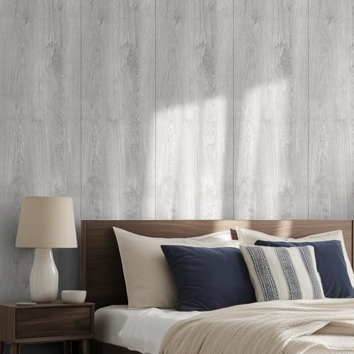 Luxury Wood Grain Peel and Stick Vinyl Flooring Roll 17.72" x 118" Grey R228