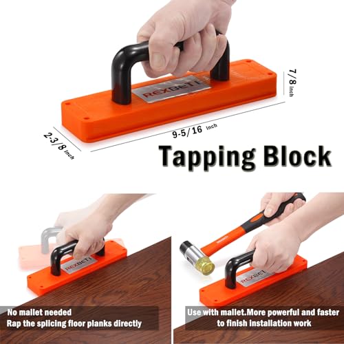 REXBETI 44-Piece Laminate Wood Flooring Installation Kit with Tapping Block, Pull Bar, Mallet and Spacers U4801