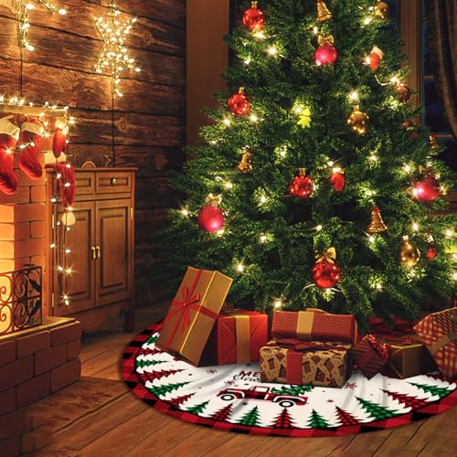 Red Buffalo Plaid Christmas Tree Skirt 48 Inches Y4933