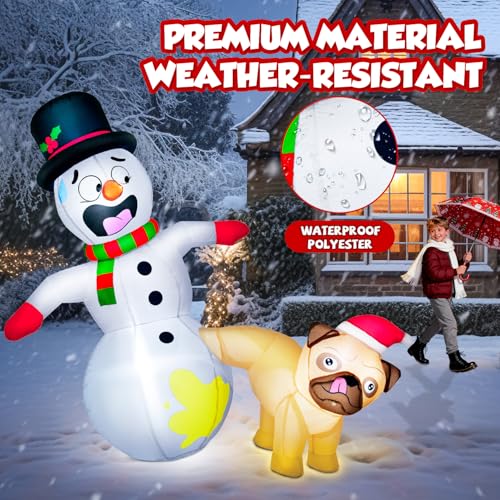 12FT Giant Christmas Inflatables Snowman with Music & 360° Rotation LED Lights Outdoor Decor Z588