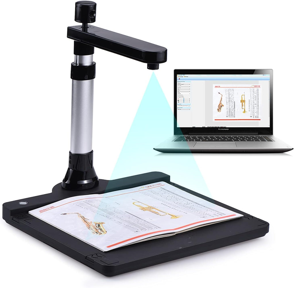 Book Scanner,SIUKE Adjustable HD High Speed USB Book Image Document Camera Scanner Dual Lens (10 Mega-Pixel & 2 Mega-Pixel) Max. A3 Scanning Size with OCR Function LED Light for Classroom Office