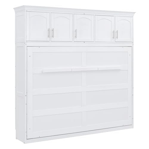 Full Size Murphy Bed with Storage Cabinet, White X533
