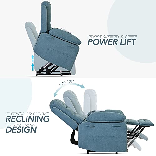 Power Lift Recliner Chair with Massage and Heat for Elderly, Beige C7169