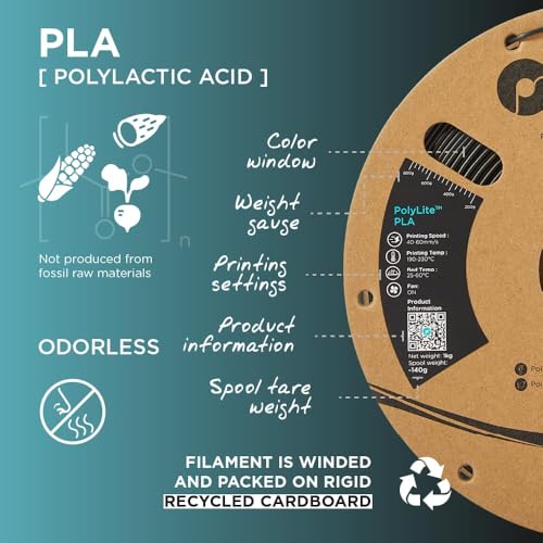 Polymaker PolyLite PLA Filament 1.75mm 1kg Black H626
