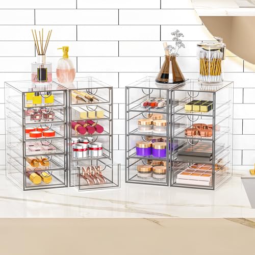 Acrylic Makeup Organizer with 19 Drawers, 4 Pack Clear Storage B90209